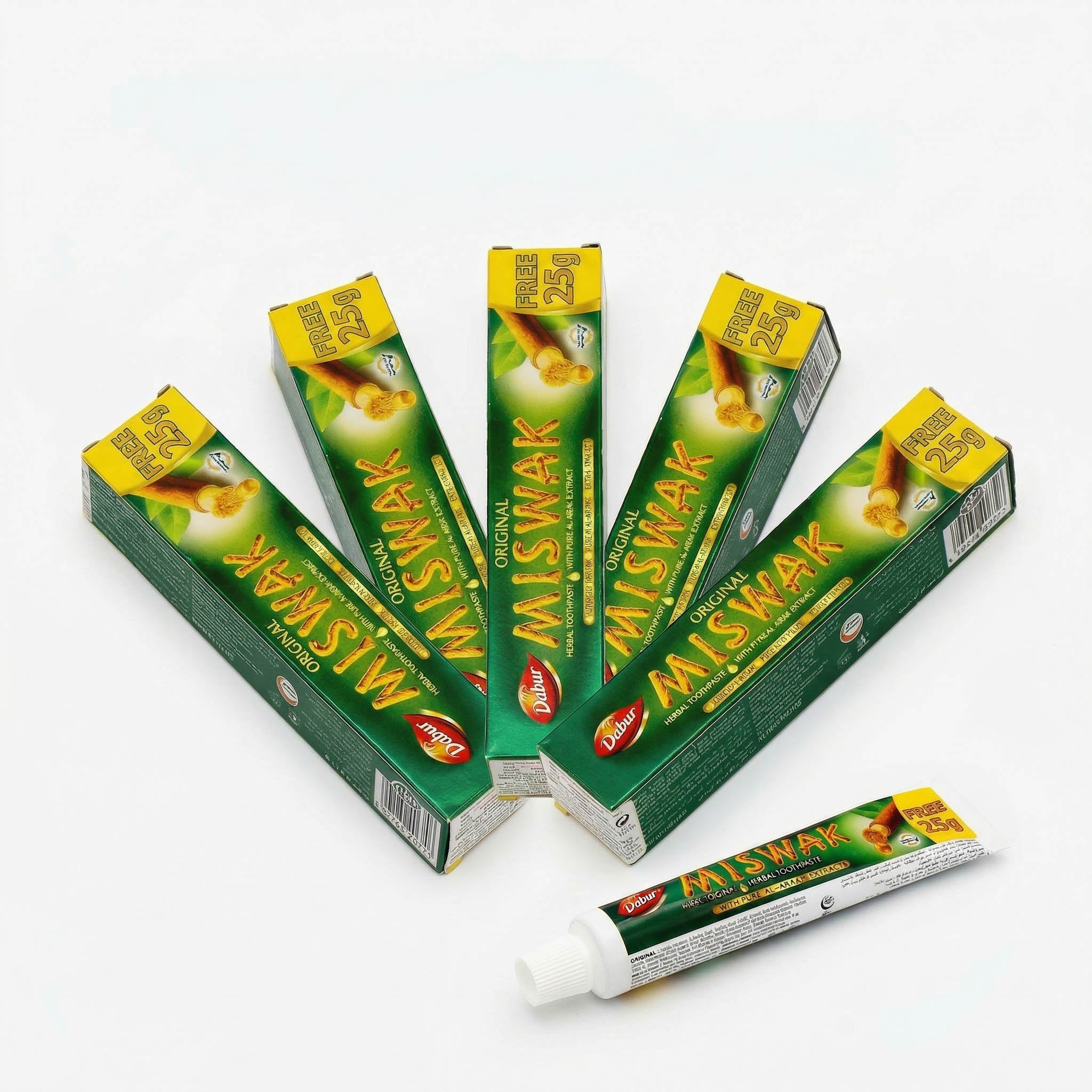 Lot de 5 Dentifrices Dabur Miswak (Siwak Arak) – Sans Fluor