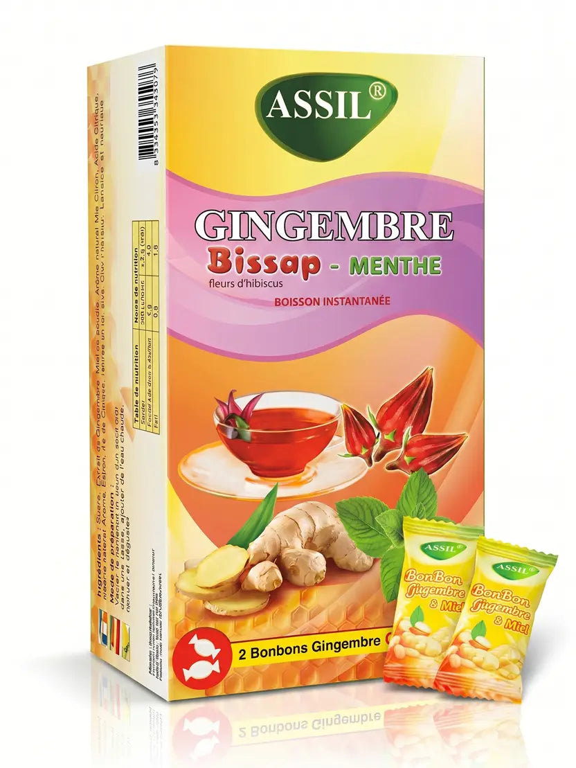 Gingembre Bissap & Menthe – 2 bonbons offerts – Thé Instantané | ASSIL