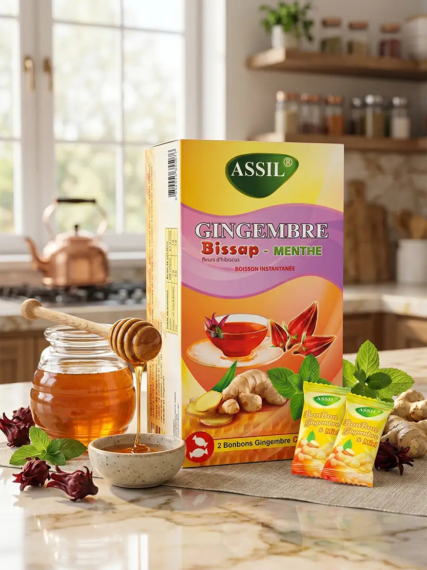 Gingembre Bissap & Menthe – 2 bonbons offerts – Thé Instantané | ASSIL