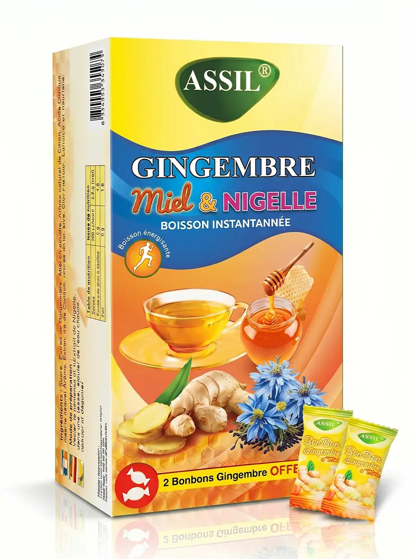Gingembre Miel & Nigelle – 2 bonbons offerts – Thé Instantané | ASSIL