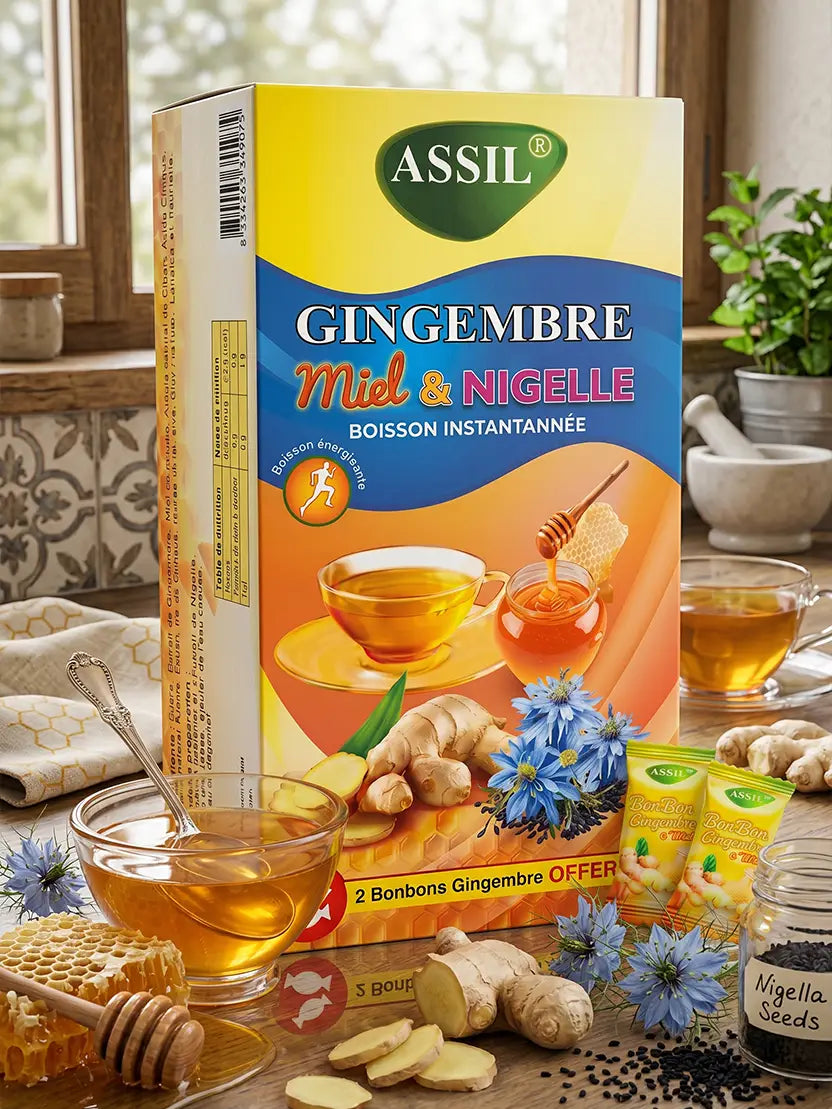 Gingembre Miel & Nigelle – 2 bonbons offerts – Thé Instantané | ASSIL